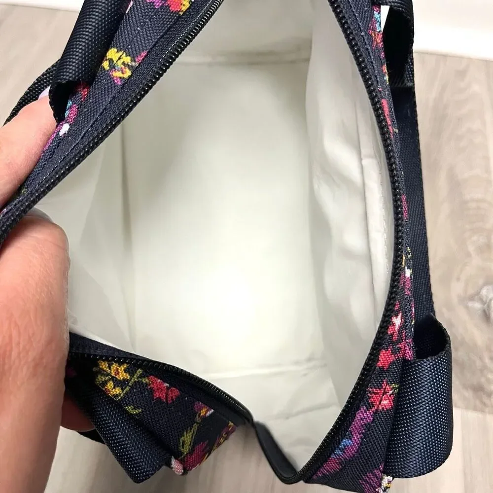 Vera Bradley Midnight Wildflowers Lighten Up Zip Around Cooler Lunch Box Bag
